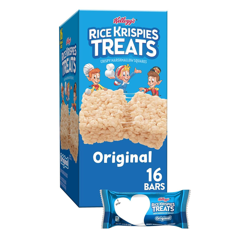 Rice Krispies Treats Crispy Marshmallow Squares, Kids Snacks, Snack Bars, Original, 12.4oz Box (16 Bars)