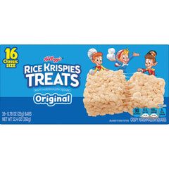 Rice Krispies Treats Crispy Marshmallow Squares, Kids Snacks, Snack Bars, Original, 12.4oz Box (16 Bars)